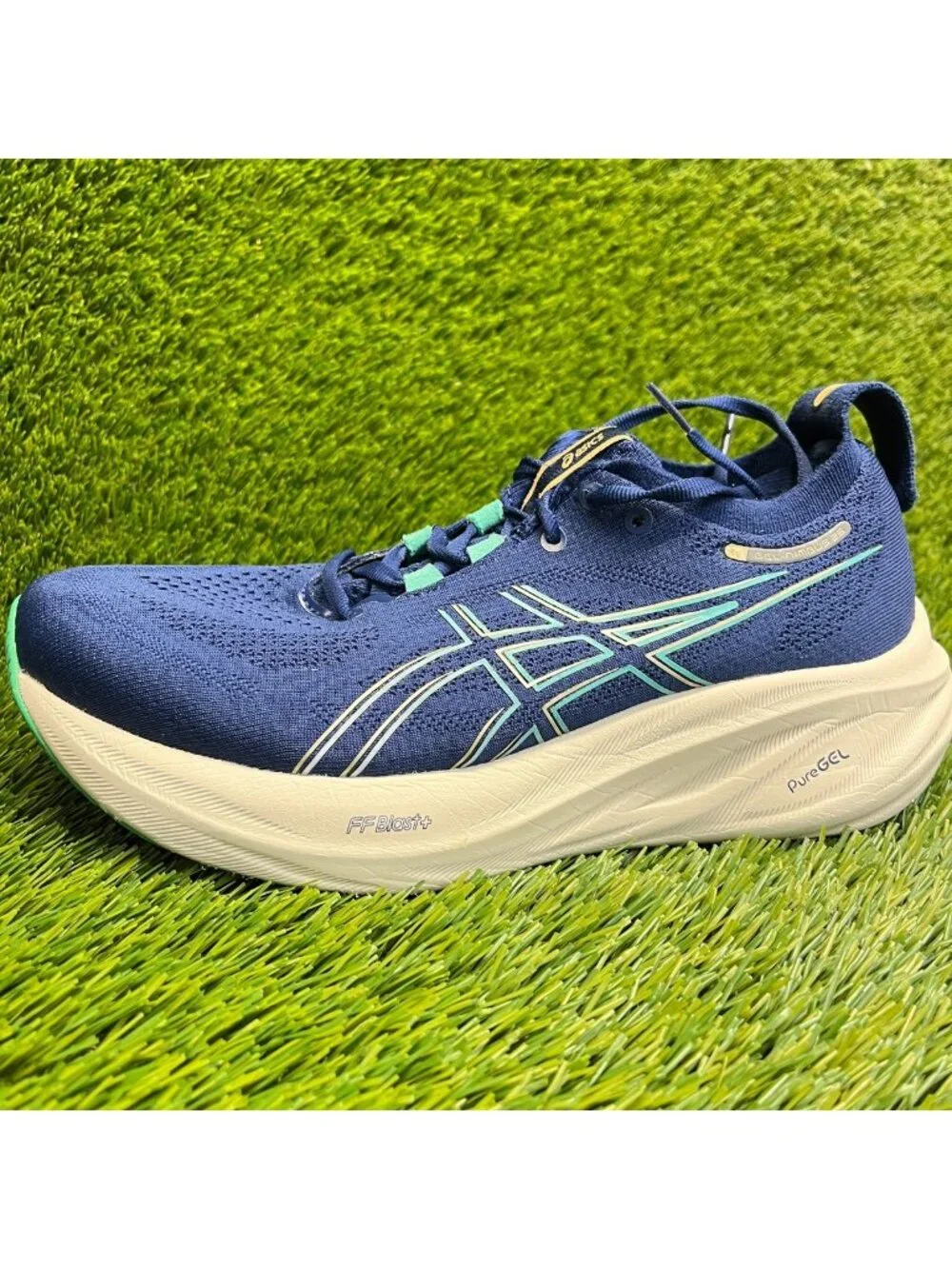 Asics Gel-Nimbus 26 Womens Size 8 Blue Beige Athletic Running Shoes Sneakers